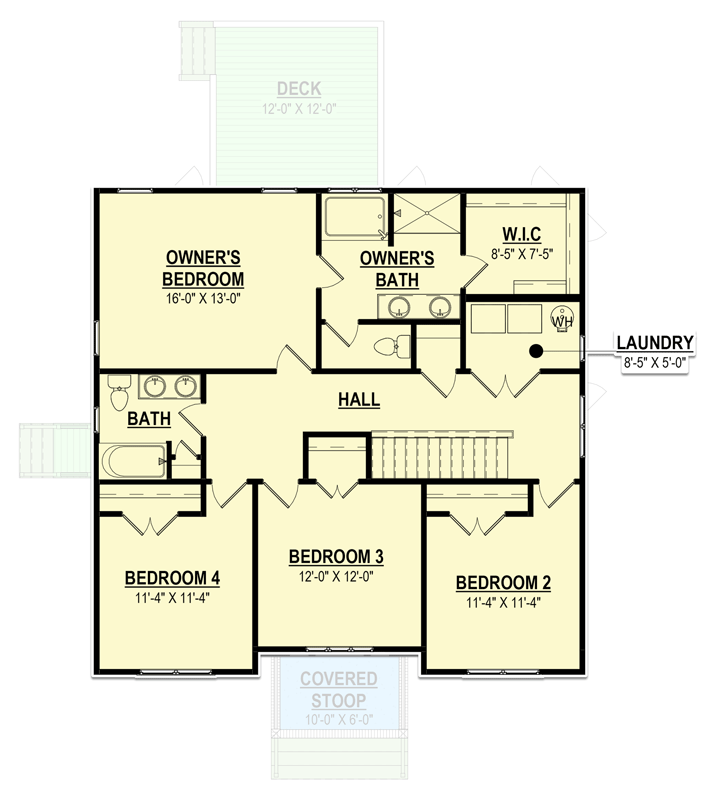 Plan 83628CRW: Tudor House Plan with Second-Level Bedrooms and Laundry - 2488 Sq Ft - Floor Plan - 2nd Floor - European, Tudor