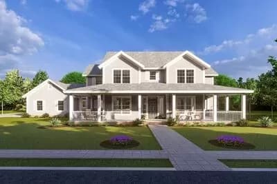 Expanded Country Farmhouse Plan with 4 or 5 Beds and a Game Room