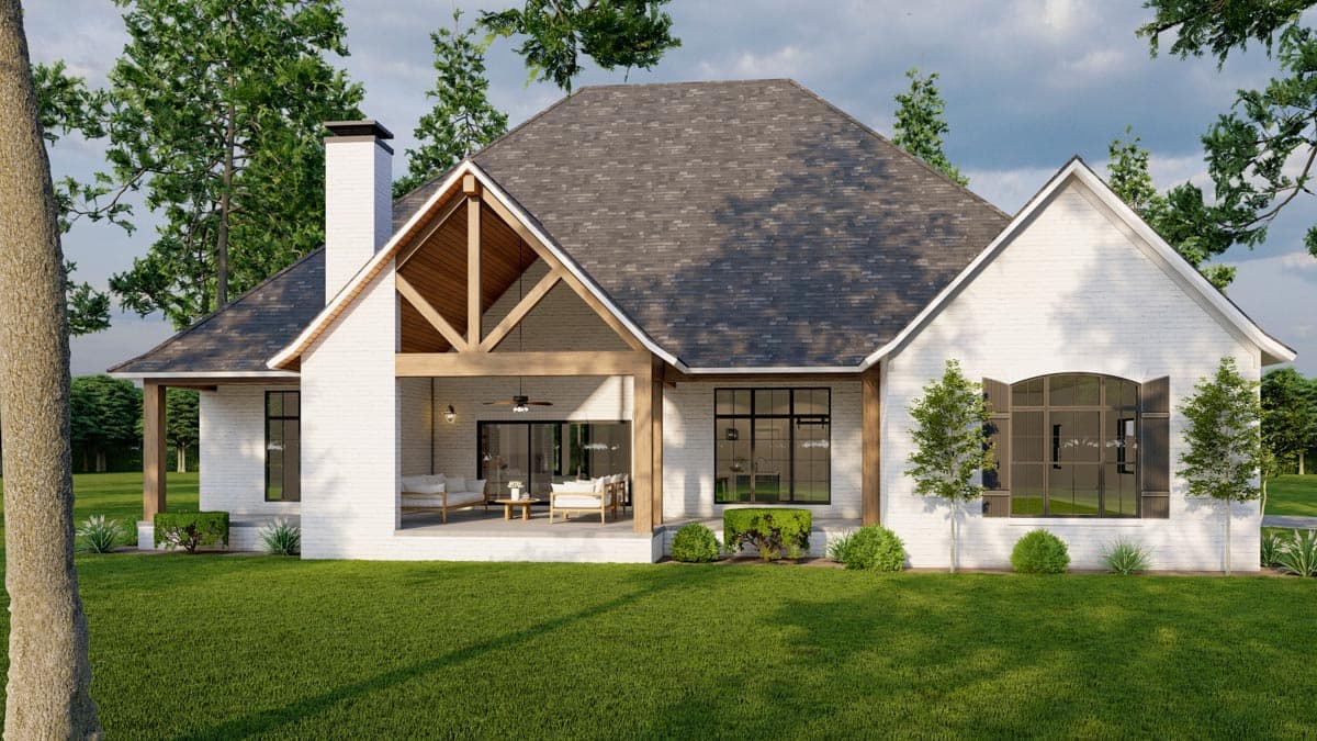 Plan 70837MK: Transitional House Plan Under 3000 Square Feet with Angled Porte-Cochere Garage - Image #7 - European, Southern, Transitional