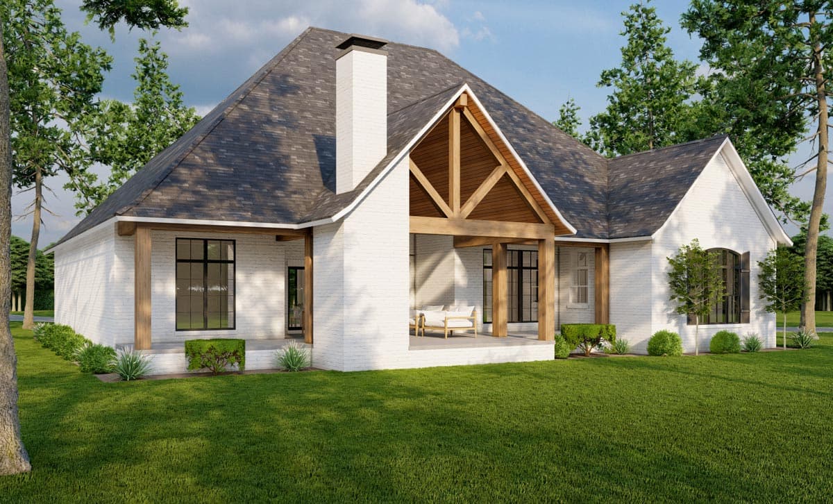 Plan 70837MK: Transitional House Plan Under 3000 Square Feet with Angled Porte-Cochere Garage - Image #8 - European, Southern, Transitional