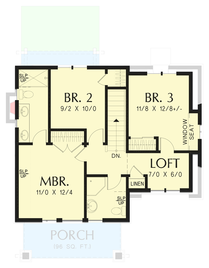 Plan 69444AM: 3-Bed Craftsman Cottage Under 1200 Square Feet - Floor Plan - 2nd Floor - Bungalow, Cottage, Country, Craftsman, New American, Northwest, Rustic
