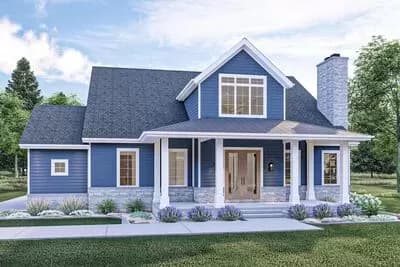 2800 Square Foot Farmhouse Cottage House Plan with 2-Story Foyer