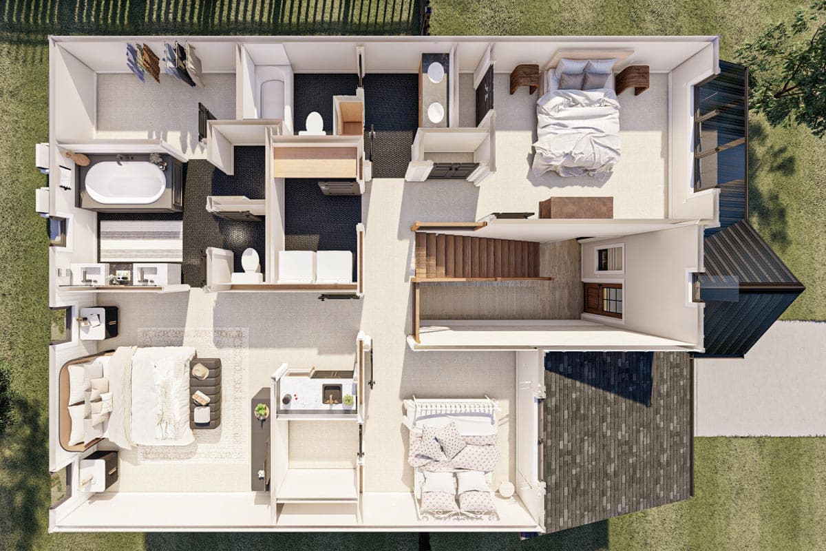 Plan 623169DJ: Contemporary Craftsman House Plan Under 2200 Square Feet with Flex Room - Image #16 - Country, Craftsman, Farmhouse, Modern Farmhouse, New American
