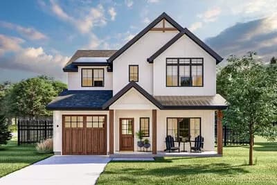 Contemporary Craftsman House Plan Under 2200 Square Feet with Flex Room