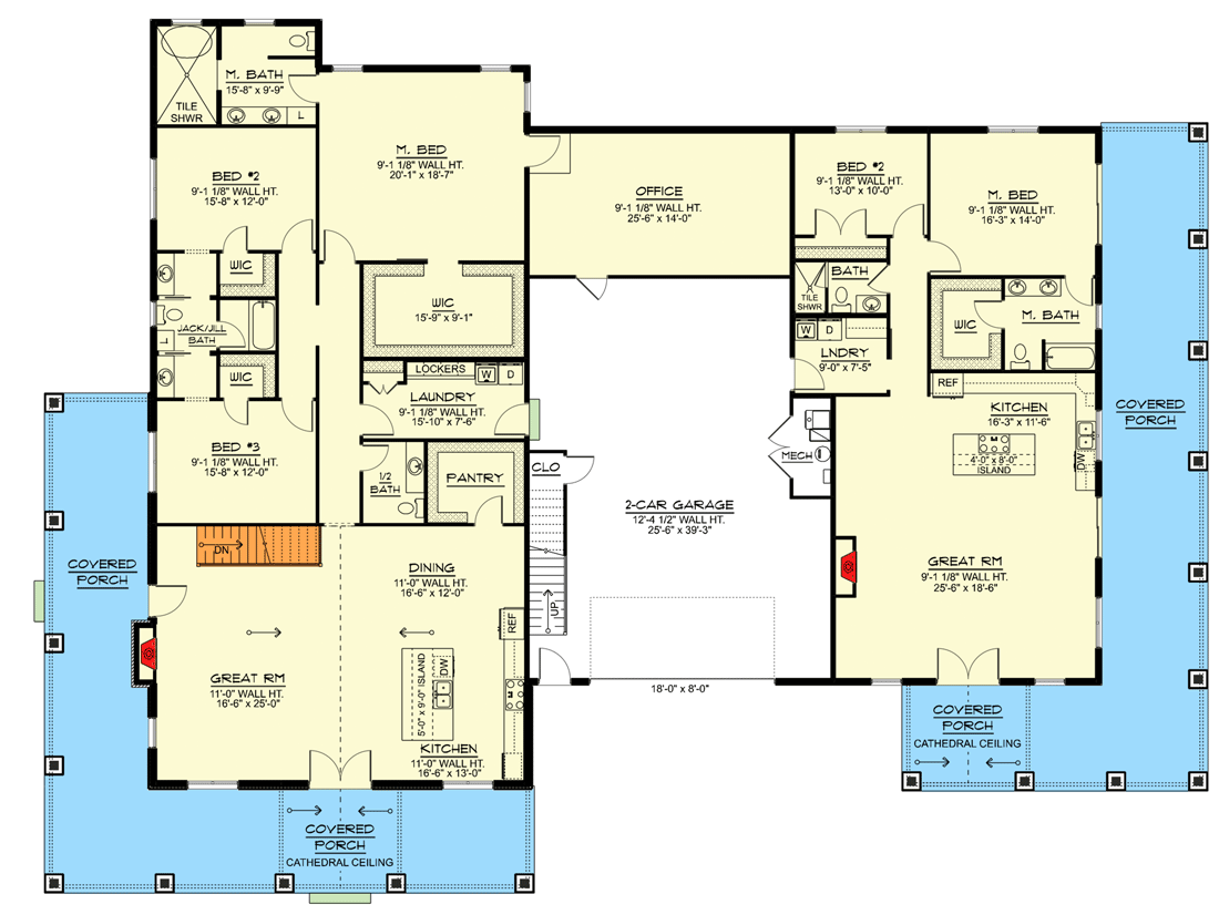 Plan 135209GRA: Expanded Farmhouse-Inspired Barndominium-Style House Plan with Guest Apartment - Floor Plan - Main Level - Basement/Walkout Version - Barndominium, Country, Craftsman, Farmhouse, New American, Rustic