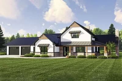 Barndominium-Style House Plan Under 3000 Square Feet with Oversized 2-Car Garage