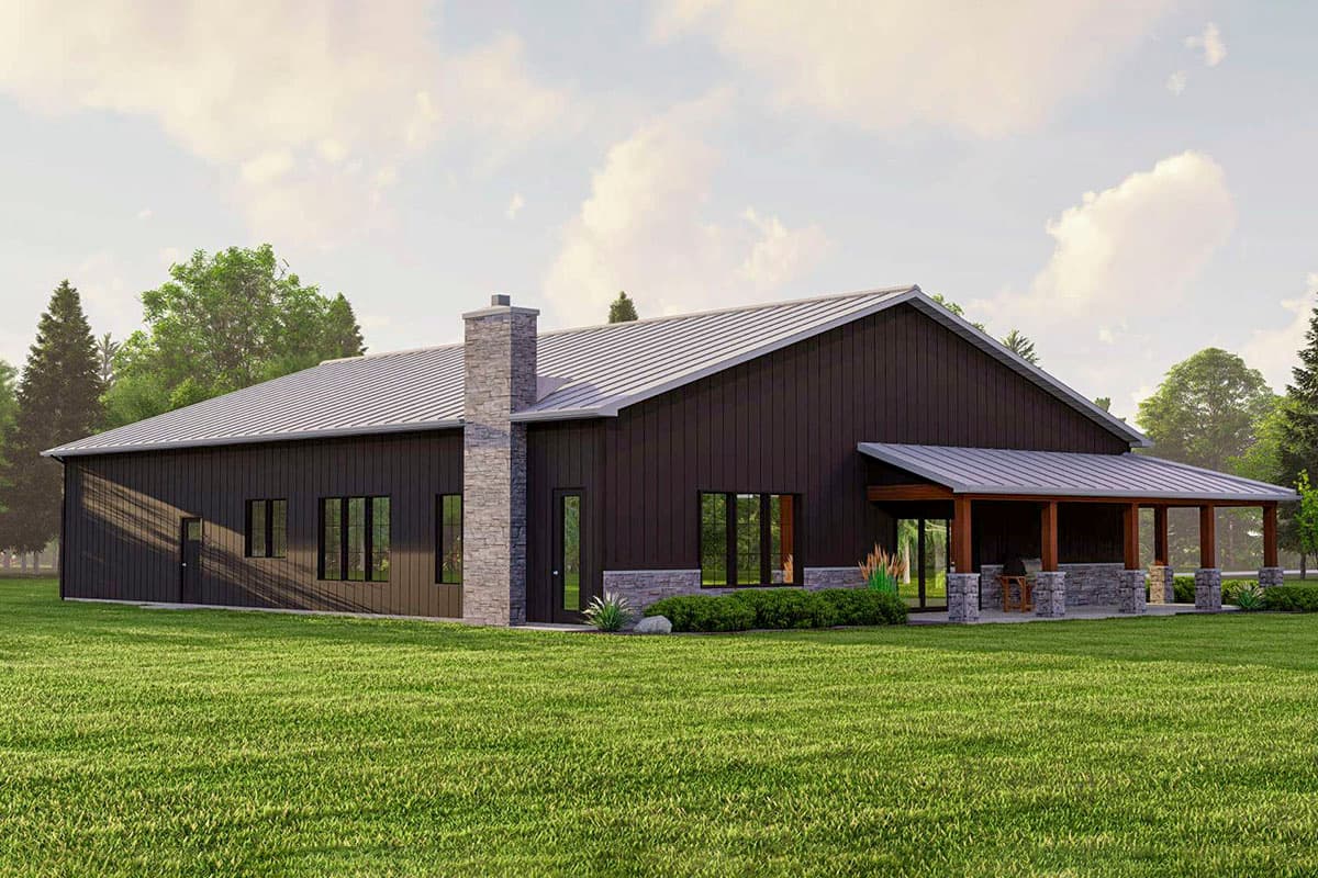 Plan 135213GRA: Barndominium House Plan Under 2000 Square Feet with Massive Shop - Image #4 - Barndominium, Country, Hill Country, Modern Farmhouse, Ranch