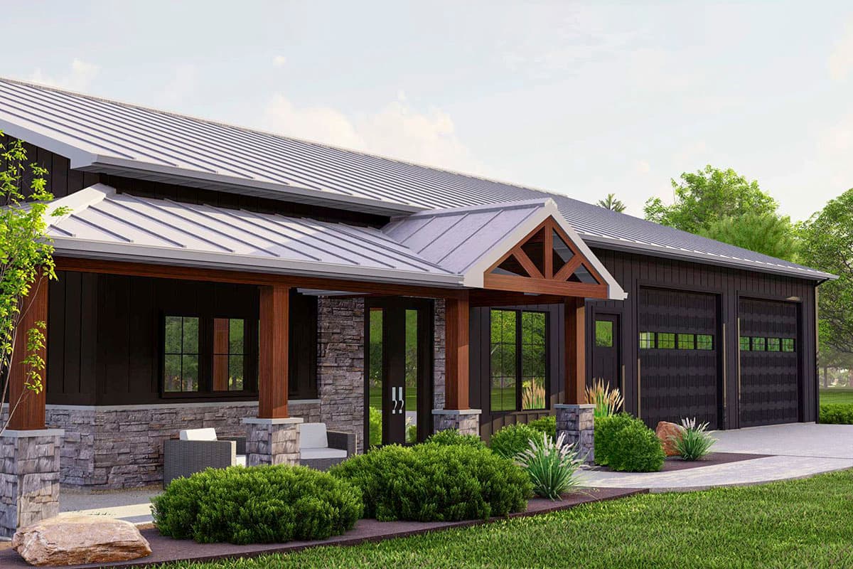 Plan 135213GRA: Barndominium House Plan Under 2000 Square Feet with Massive Shop - Image #5 - Barndominium, Country, Hill Country, Modern Farmhouse, Ranch