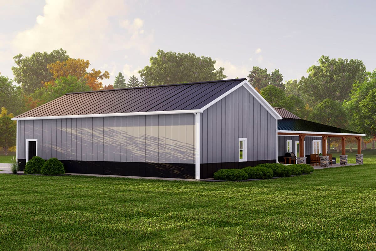 Plan 135215GRA: 3-Bed Barndominium-Style House Plan Under 1900 Square Feet with Extra-Deep 2-Car Garage - Image #4 - Barndominium, Country, Ranch, Rustic