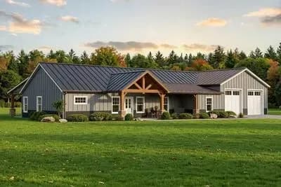 3-Bed Barndominium-Style House Plan Under 1900 Square Feet with Extra-Deep 2-Car Garage