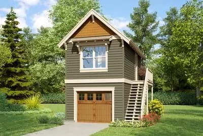 Craftsman Carriage House Plan with Studio Apartment