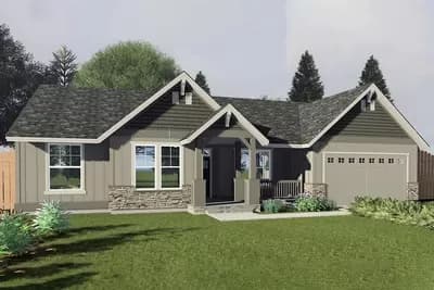 One-Level Craftsman Under 1,900 Square Feet with Study