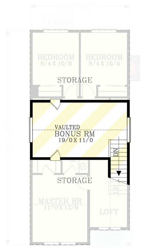 Plan 28037J: Twenty-Foot-Wide 1500 Square Foot 3 Bed House Plan - Floor Plan - 3rd Floor - Craftsman, Northwest
