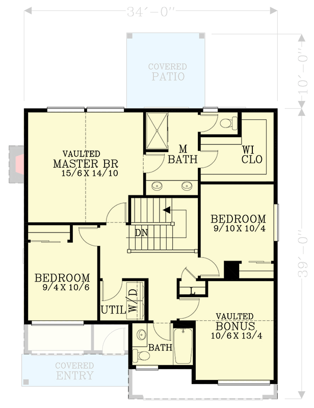 Plan 28040J: Contemporary House Plan with Den and Bonus Room Under 1900 Square Feet - Floor Plan - 2nd Floor - Contemporary, Mid Century Modern, Modern, Northwest