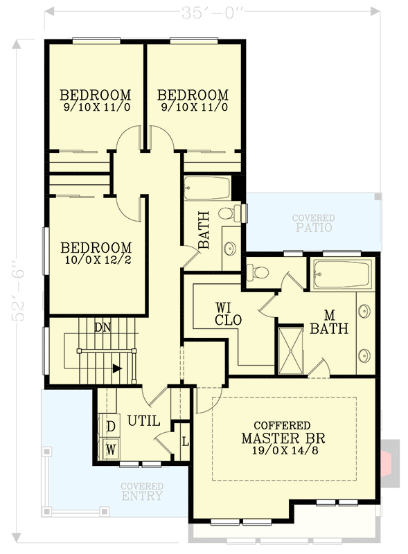Plan 28042J: 4-Bed Craftsman Plan Under 2200 Square Feet with Upstairs Laundry  - Floor Plan - 2nd Floor