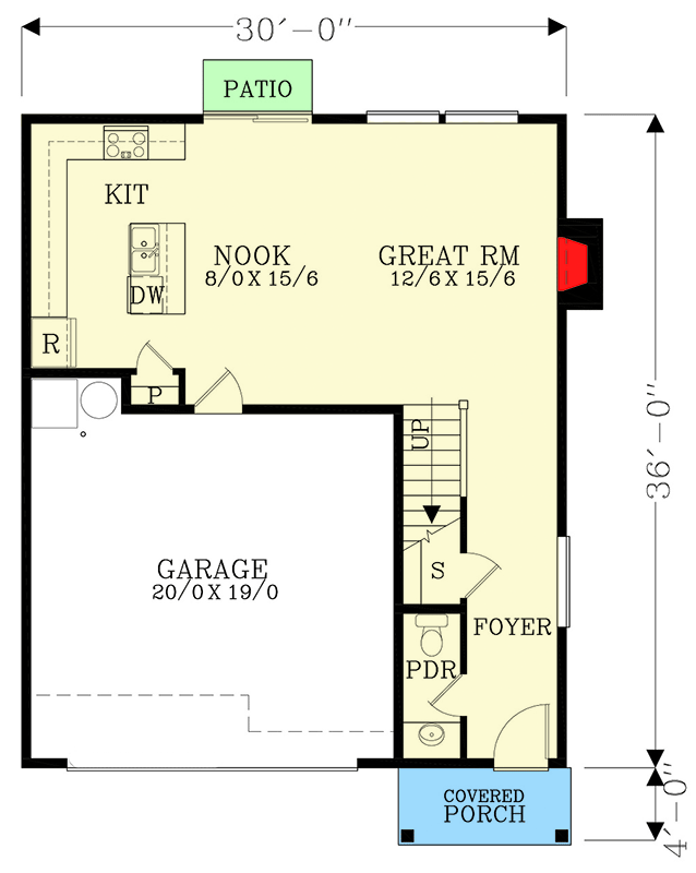 Plan 28046J: 1650 Square Foot 3-Bed Craftsman House Plan with Upstairs Laundry - Floor Plan - Main Level - Craftsman, New American, Northwest