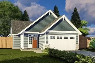 3 Bed Craftsman House Plan with 1649 Square of Heated Living and a Vaulted Great Room