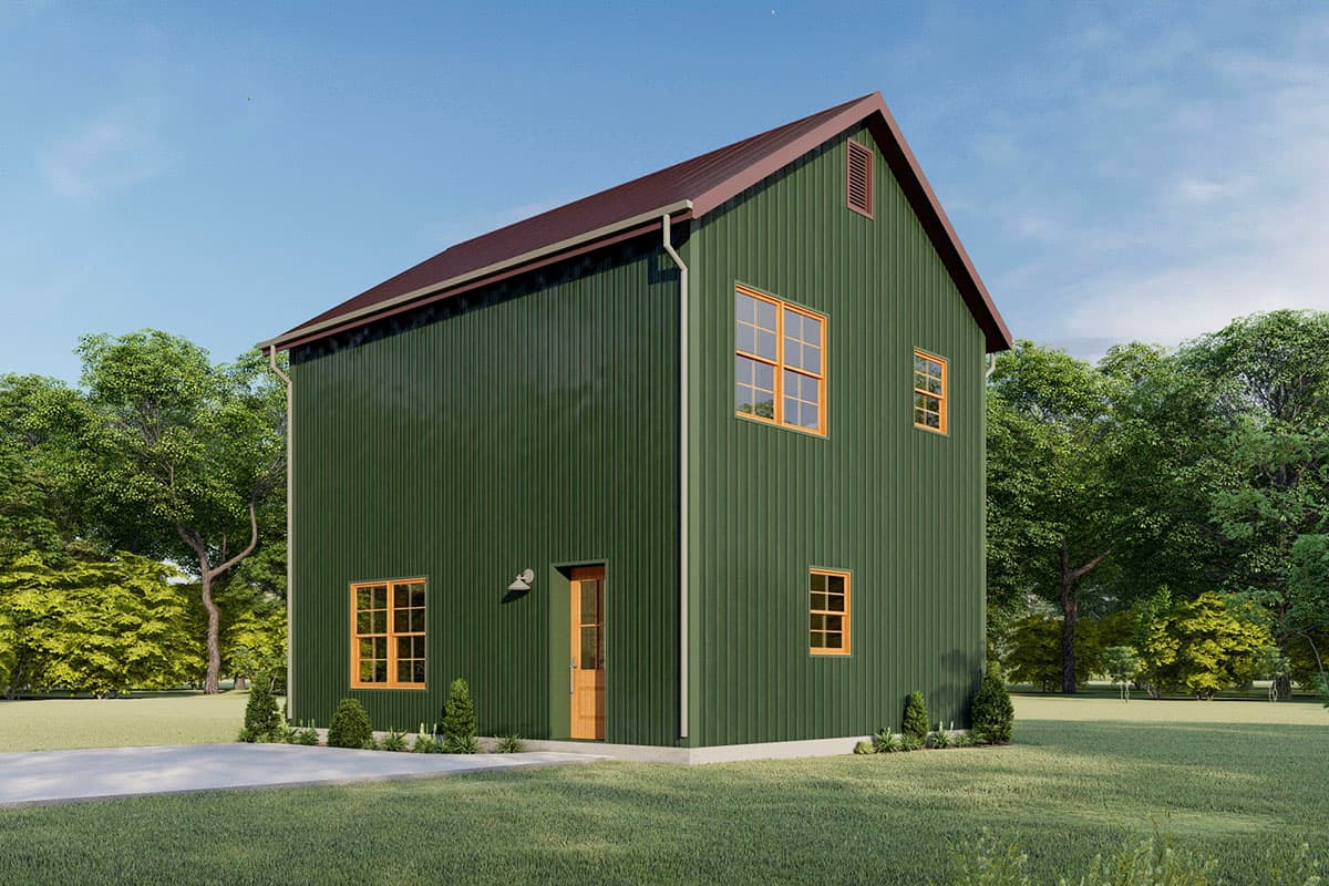 Plan 777026MTL: 2-Bed Rustic House Plan Under 1000 Square Feet - Image #8 - Barndominium, Country, Mountain, Rustic
