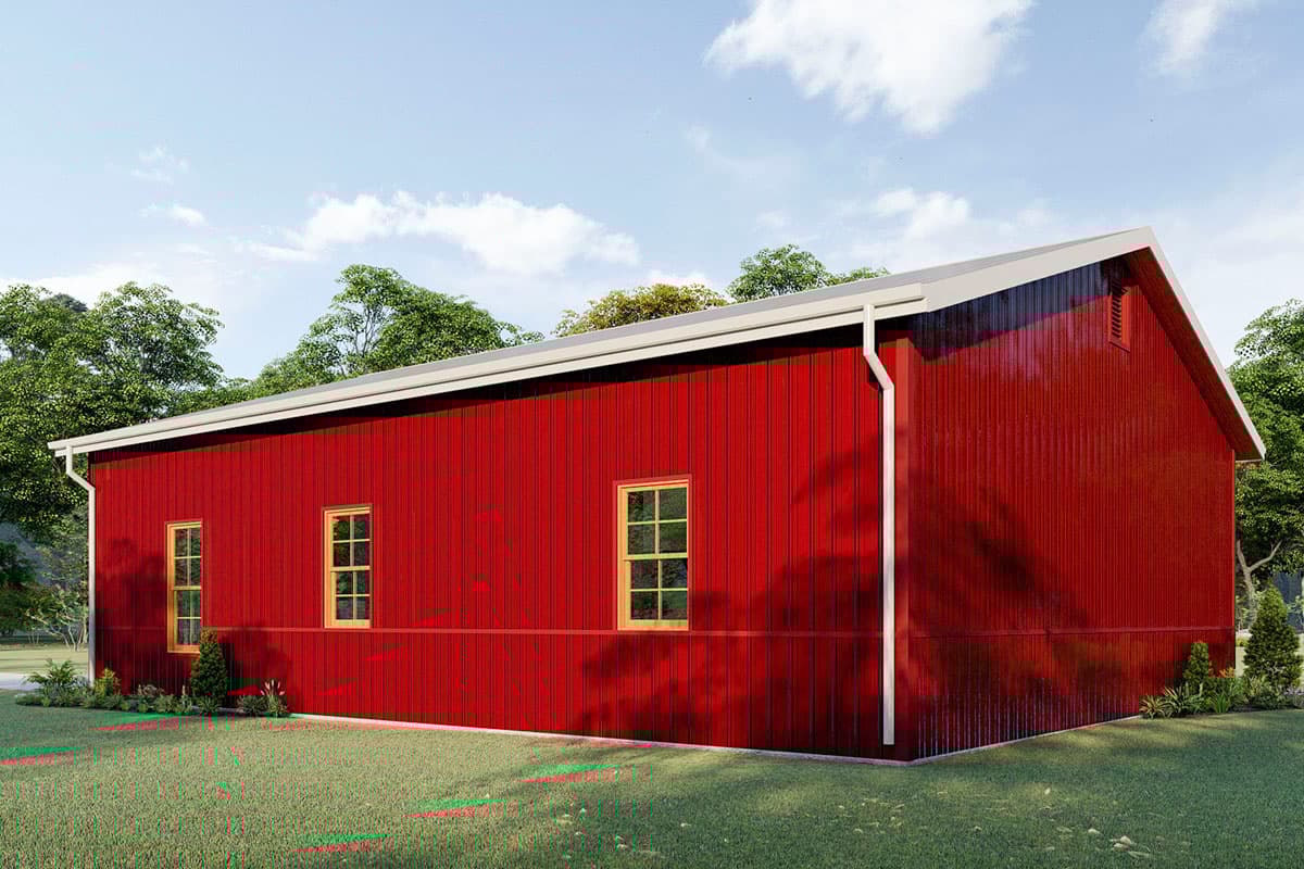 Plan 777027MTL: 1140 Square Foot 2 Bedroom Rustic House Plan  - Image #4 - Barndominium, Country, Ranch, Rustic