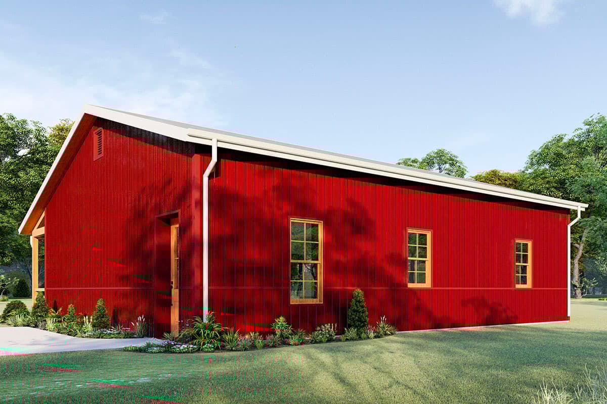 Plan 777027MTL: 1140 Square Foot 2 Bedroom Rustic House Plan  - Image #6 - Barndominium, Country, Ranch, Rustic