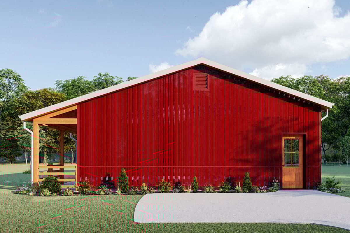 Plan 777027MTL: 1140 Square Foot 2 Bedroom Rustic House Plan  - Image #7 - Barndominium, Country, Ranch, Rustic