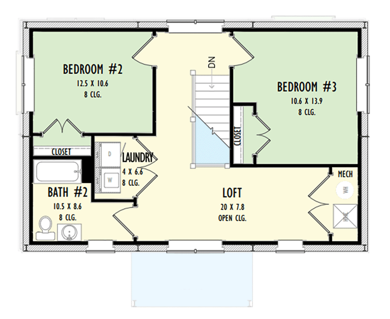 Plan 777031MTL: 3-Bedroom Rustic Metal House Plan Just Over 1700 Square Feet - Floor Plan - 2nd Floor - Barndominium, Country, Traditional