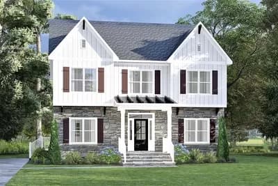 2-Story New American House Plan Under 2500 Square Feet with Flex Bedroom or Home Office