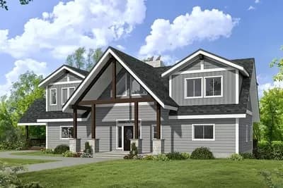 Transitional Craftsman Home Plan with 4500 Square Feet Spread Across Three Levels