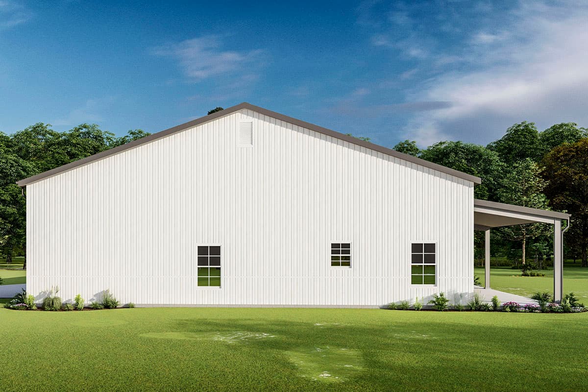 Plan 777032MTL: One Bedroom Rustic Home Plan Under 900 Square Feet with 50'-Wide Front Porch  - Image #4 - Barndominium, Country, Ranch, Rustic