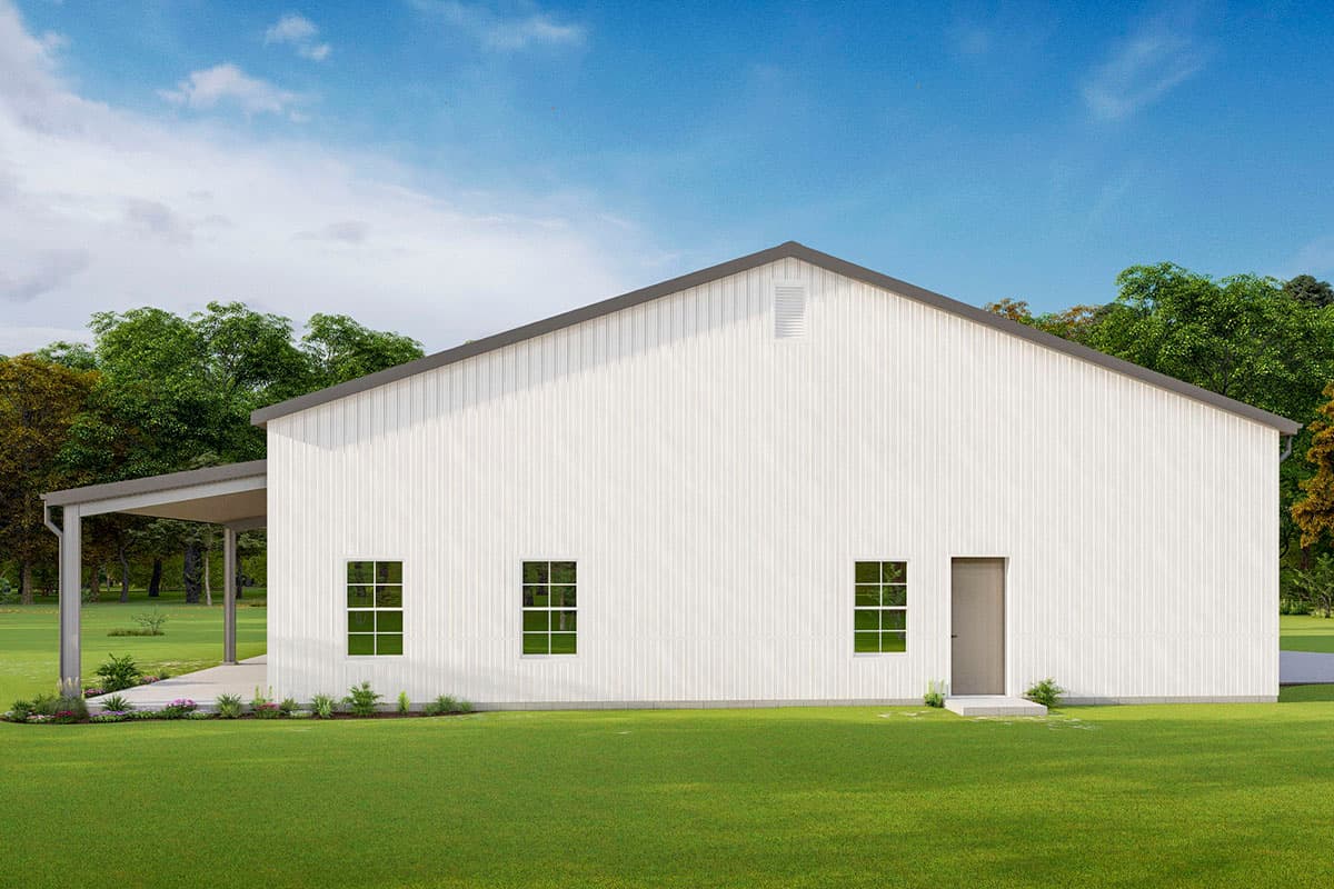 Plan 777032MTL: One Bedroom Rustic Home Plan Under 900 Square Feet with 50'-Wide Front Porch  - Image #8 - Barndominium, Country, Ranch, Rustic