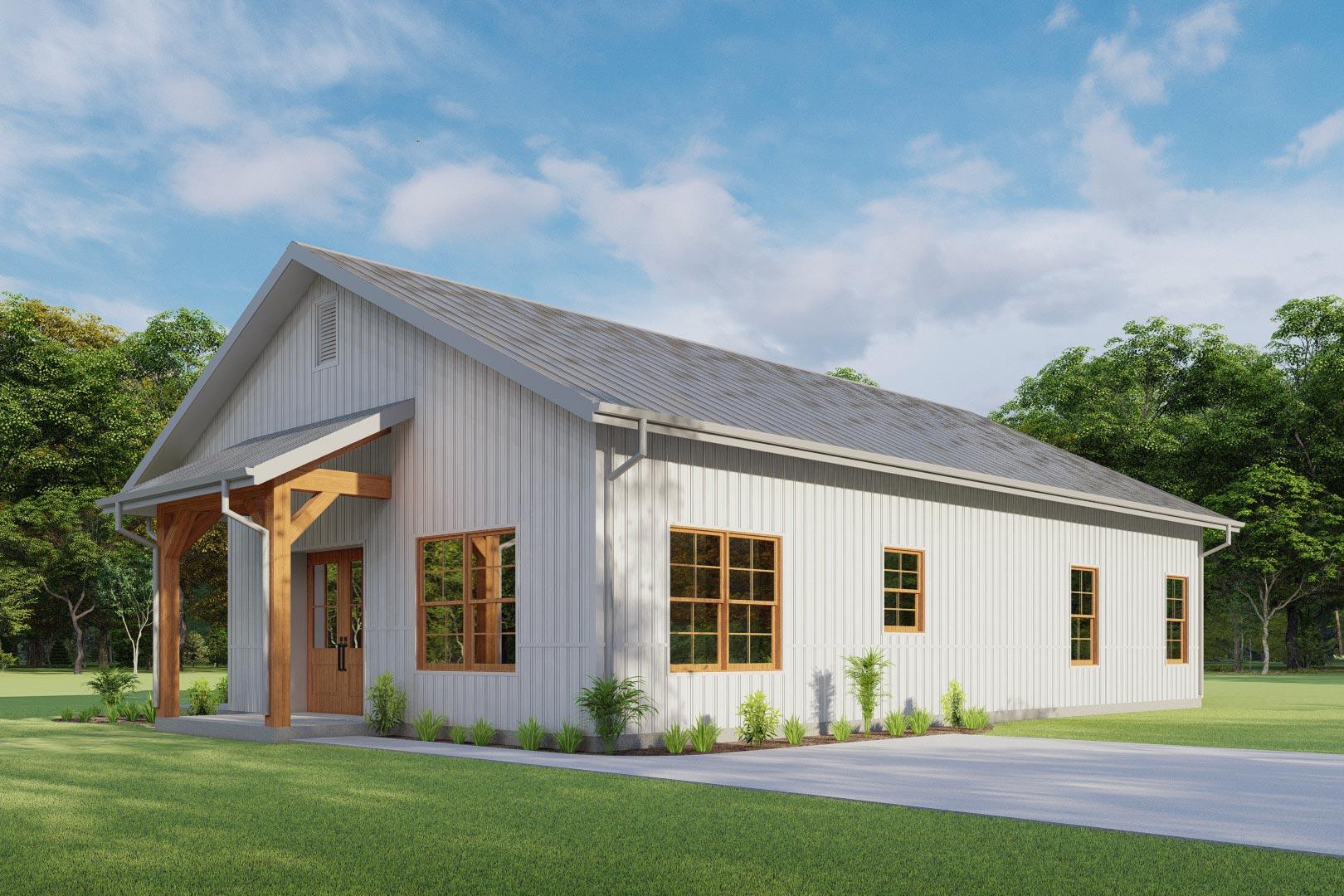 Plan 777035MTL: 1200 Square Foot Cabin with Huge Front Porch - Image #7 - Barndominium, Cabin, Country, Ranch, Rustic