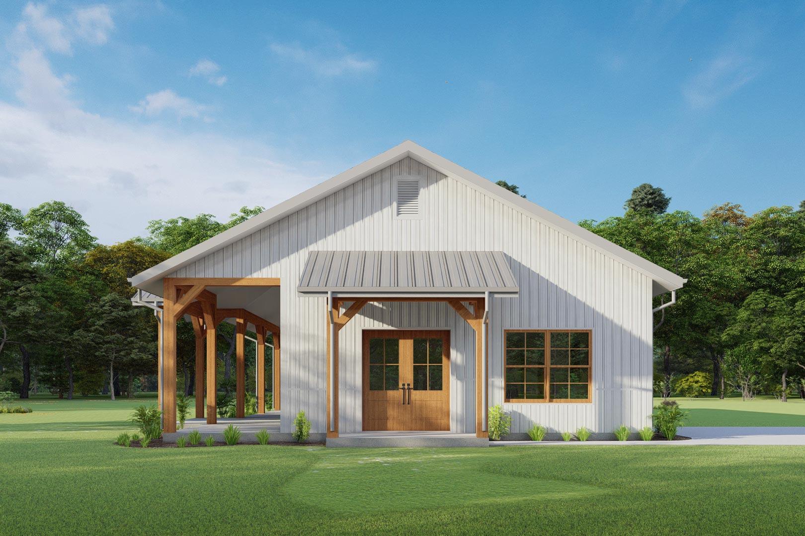Plan 777035MTL: 1200 Square Foot Cabin with Huge Front Porch - Image #8 - Barndominium, Cabin, Country, Ranch, Rustic