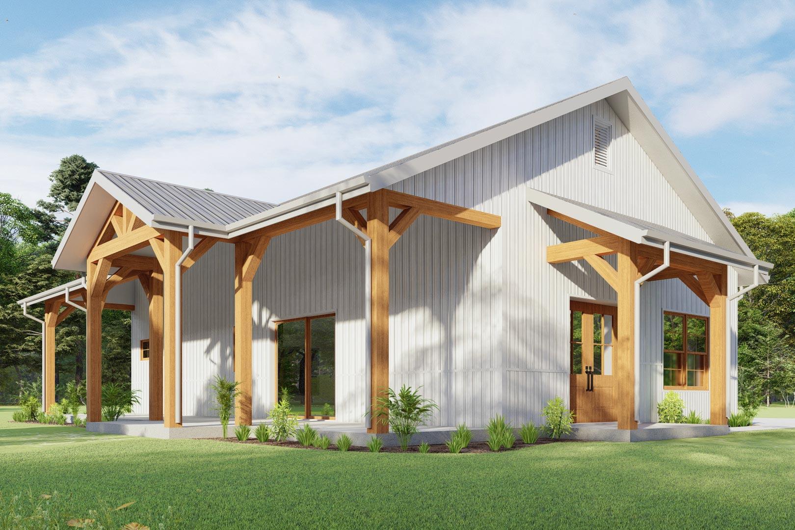 Plan 777035MTL: 1200 Square Foot Cabin with Huge Front Porch - Image #9 - Barndominium, Cabin, Country, Ranch, Rustic