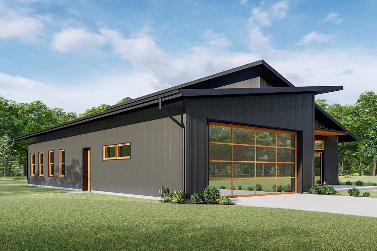 Plan 777037MTL: Modern Barndominium House Plan Under 2000 Square Feet with Vaulted Great Room - Image #5 - Barndominium, Cabin, Contemporary, Country, Mountain, Ranch, Rustic