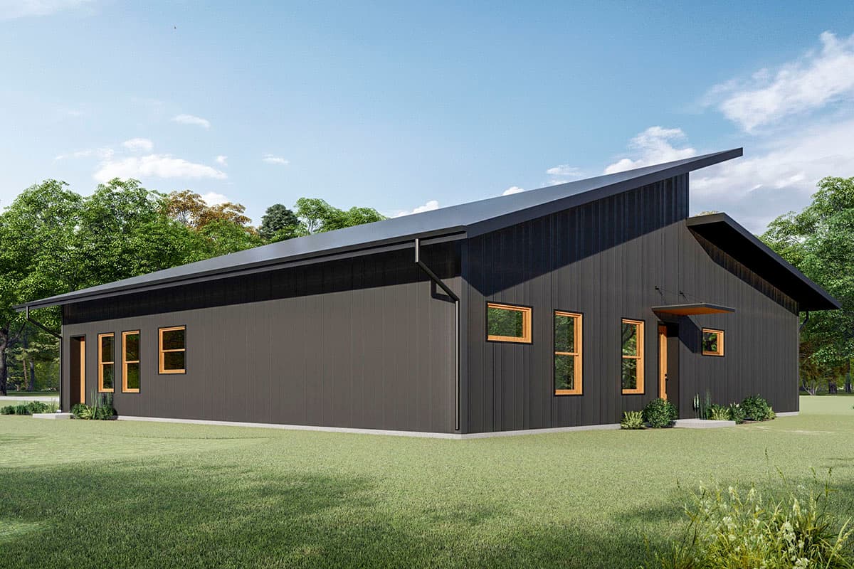 Plan 777037MTL: Modern Barndominium House Plan Under 2000 Square Feet with Vaulted Great Room - Image #9 - Barndominium, Cabin, Contemporary, Country, Mountain, Ranch, Rustic