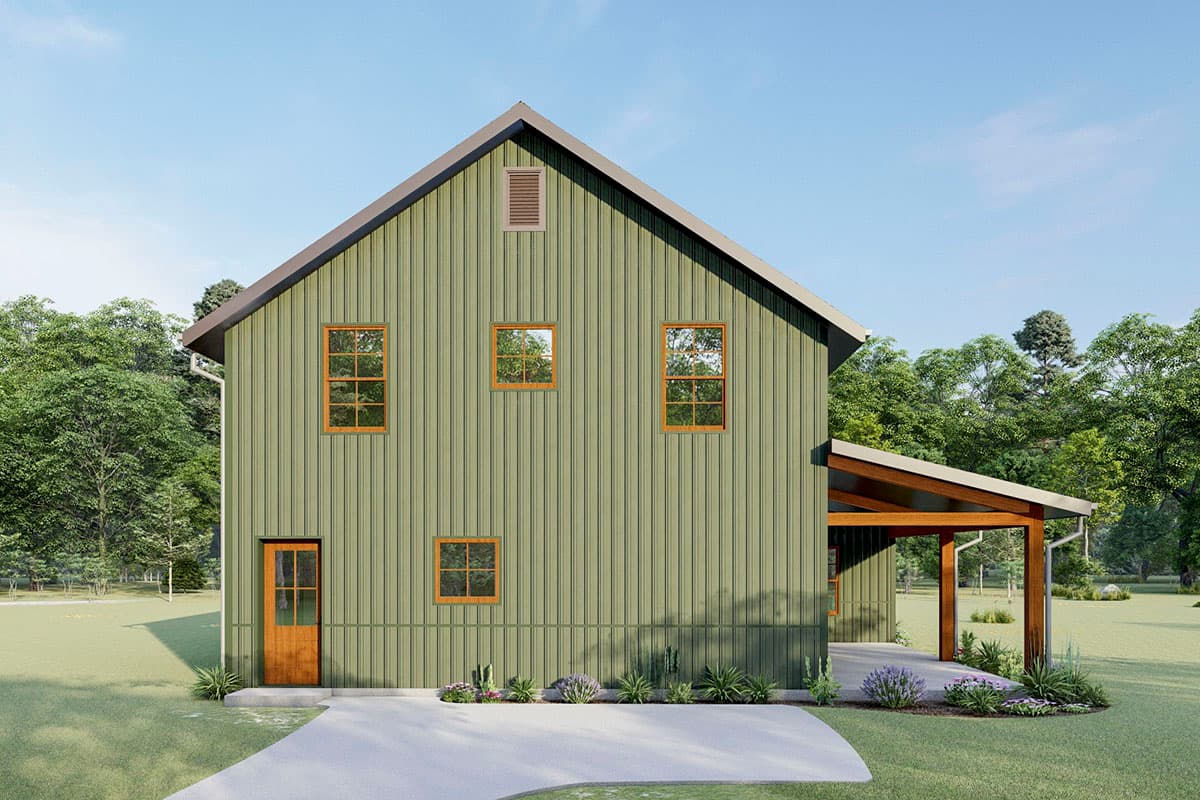 Plan 777038MTL: Country Farmhouse Under 2500 Square Feet with Front Porch and Loft - Image #4 - Barndominium, Country, Farmhouse, Mountain, Rustic