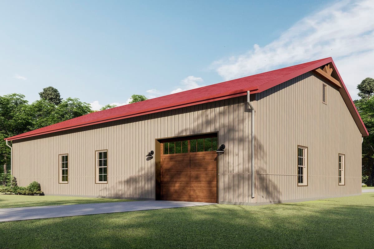 Plan 777040MTL: One-Level 1600 Square Foot Barndominium with Drive-Through Garage - Image #6 - Barndominium, Cabin, Country, Ranch, Rustic