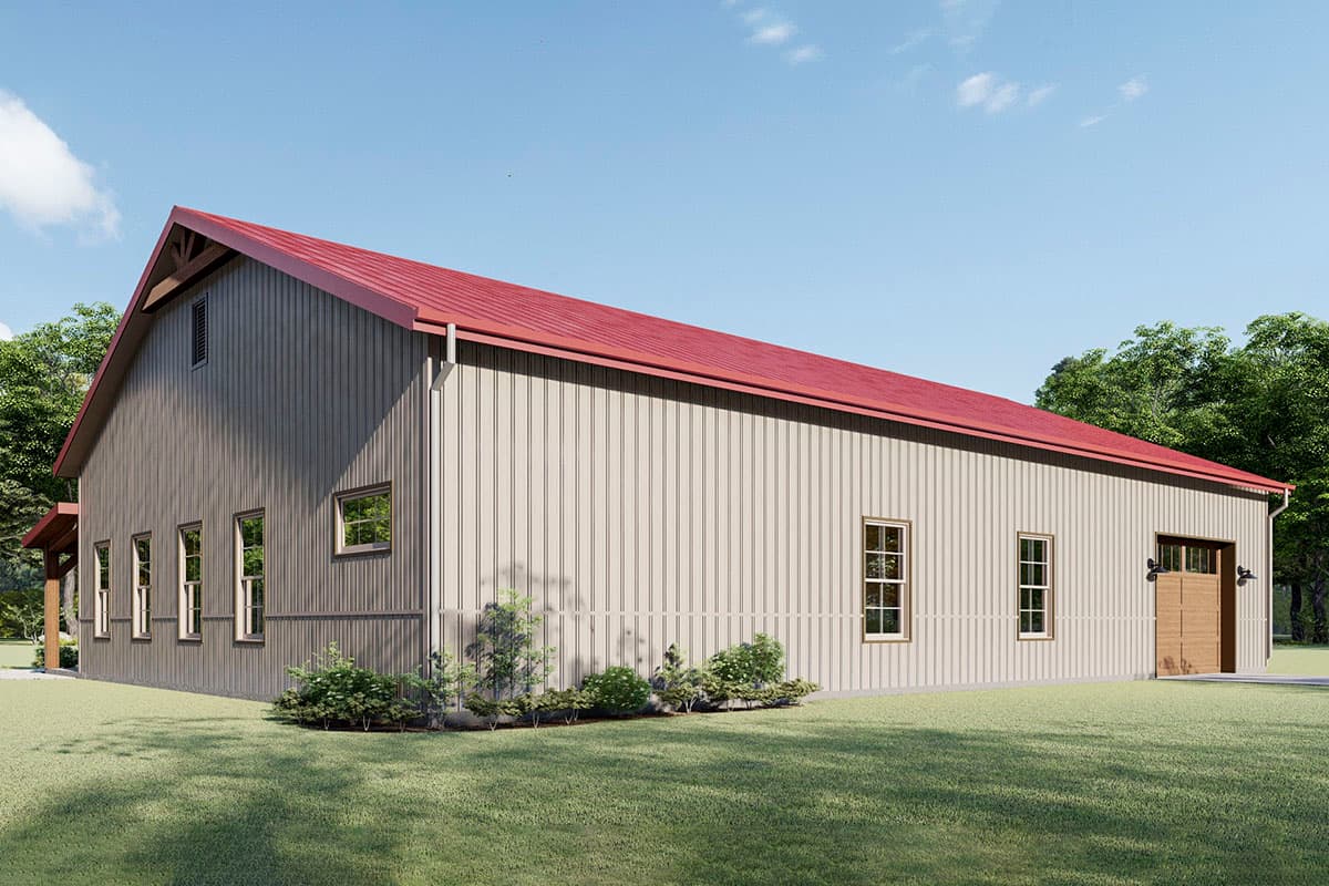 Plan 777040MTL: One-Level 1600 Square Foot Barndominium with Drive-Through Garage - Image #7 - Barndominium, Cabin, Country, Ranch, Rustic