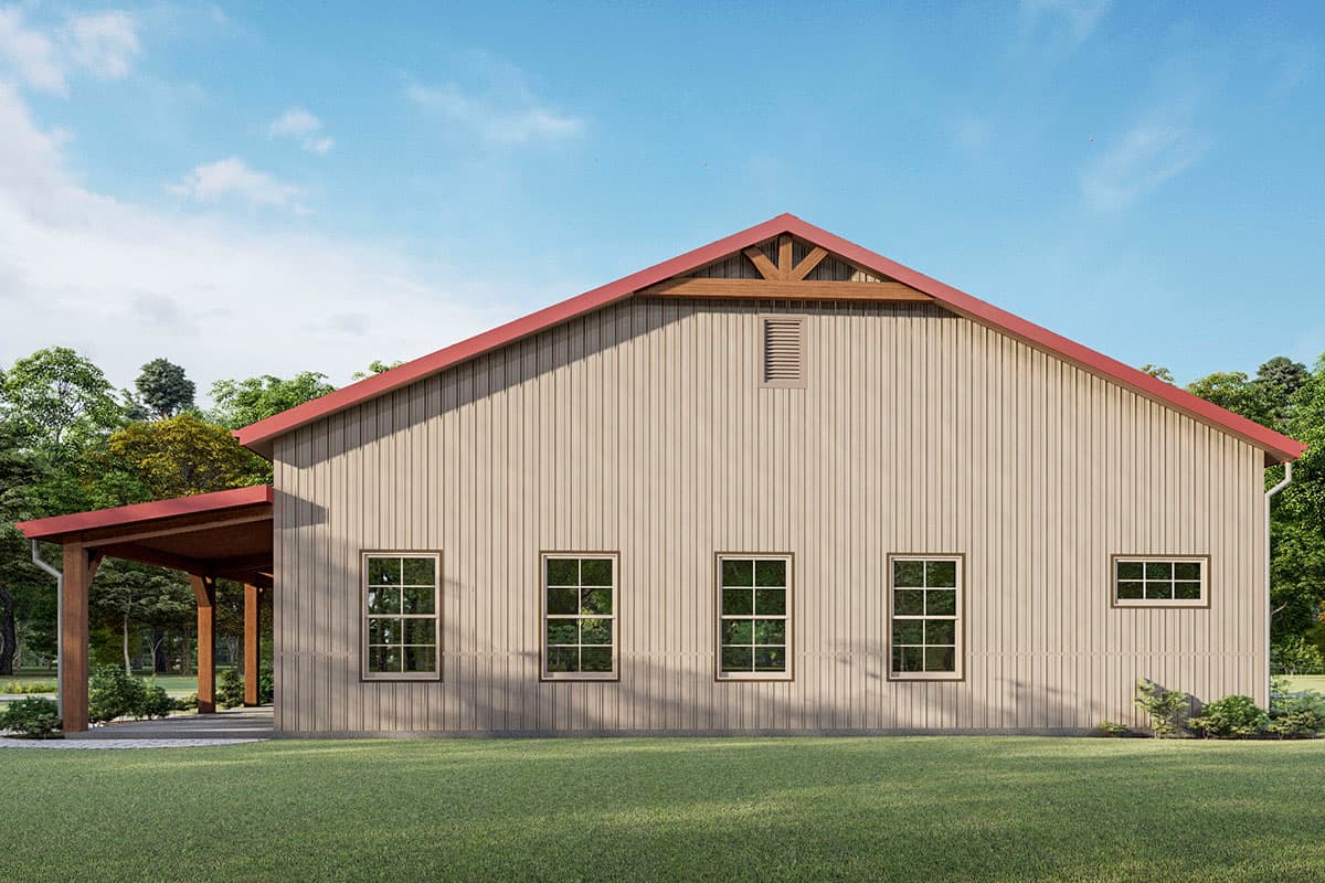 Plan 777040MTL: One-Level 1600 Square Foot Barndominium with Drive-Through Garage - Image #9 - Barndominium, Cabin, Country, Ranch, Rustic