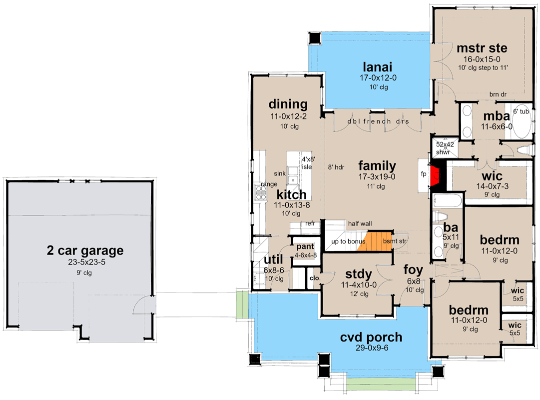Plan 16926WG: 3-Bed Craftsman Cottage House Plan Under 2000 Square Feet - Floor Plan - Main Level - Cottage, Country, Craftsman, New American, Rustic, Traditional