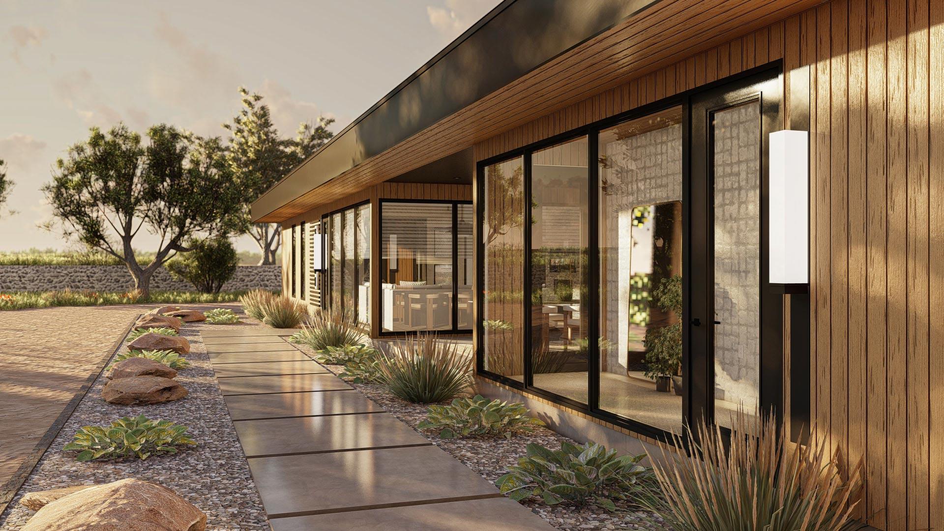 Plan 623172DJ: Mid-Century Modern Dogtrot House Plan with 4 Beds and 3 Baths - Image #7 - Contemporary, Mid Century Modern, Modern, Prairie