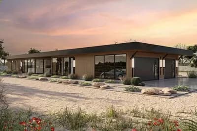 Mid-Century Modern Dogtrot House Plan with 4 Beds and 3 Baths
