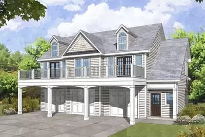 Craftsman Carriage House Plan with 2-Bed Apartment