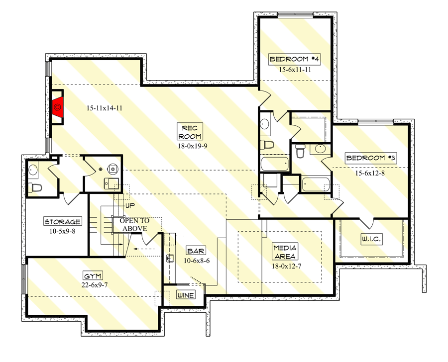 Plan 95183RW: 2600 Square Foot Contemporary Mountain House Plan with Lower Level Expansion - Floor Plan - Optionally Finished Lower Level - Contemporary, Craftsman, Mountain, Rustic