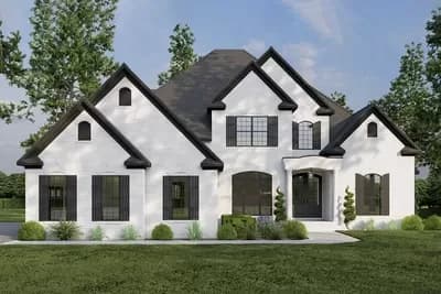 4-Bed Traditional Home Plan with Painted Brick Exterior and Lower Level Expansion - 3768 Sq Ft