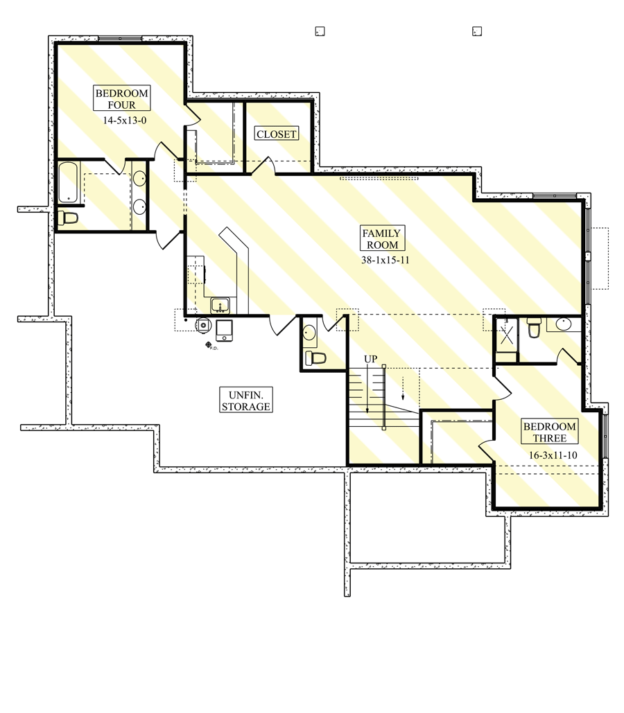 Plan 95185RW: 2500 Square Foot Rustic Mountain Ranch House Plan with Lower Level Expansion - Floor Plan - Optionally Finished Lower Level - Mountain, New American, Ranch, Rustic