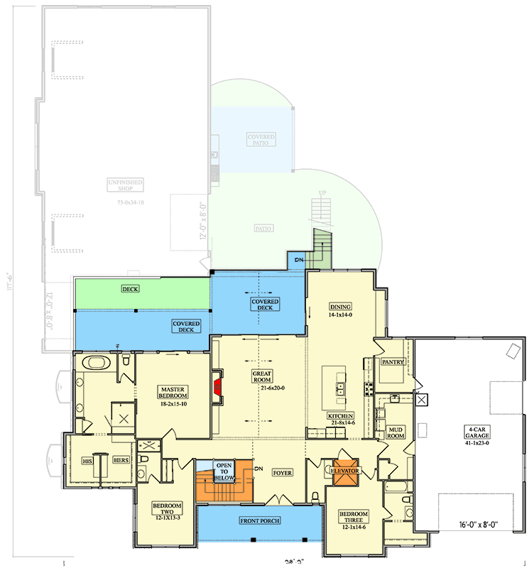 Plan 95186RW: Luxury Mountain Craftsman Plan with Indoor Pool Concept - Floor Plan - Main Level - Contemporary, Craftsman, Mountain, New American, Ranch