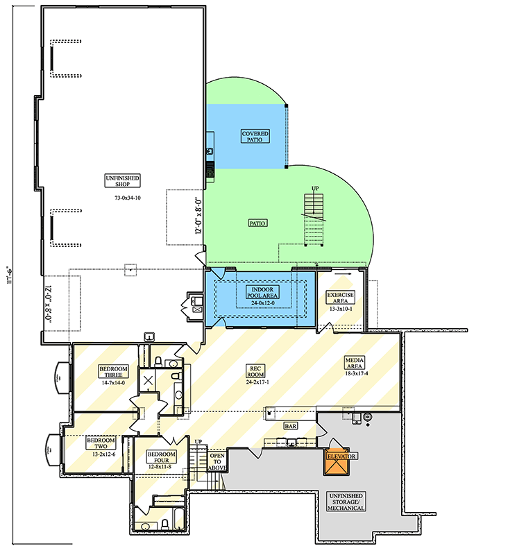 Plan 95186RW: Luxury Mountain Craftsman Plan with Indoor Pool Concept - Floor Plan - Optionally Finished Lower Level - Contemporary, Craftsman, Mountain, New American, Ranch