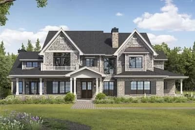 Luxury Shingle House Plan with Spice Kitchen and In-law Suite