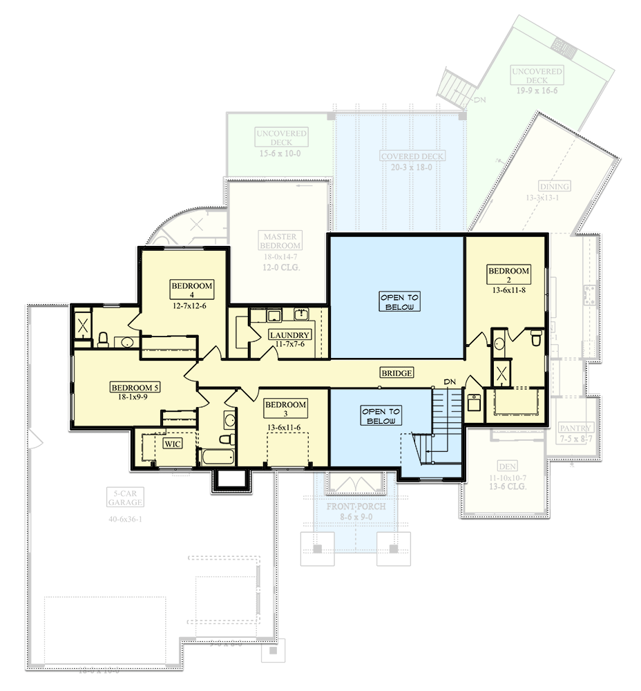 Plan 95188RW: Mountain Craftsman Home Plan with 5-Car Garage - 4146 Sq Ft - Floor Plan - 2nd Floor - Craftsman, Mountain, New American